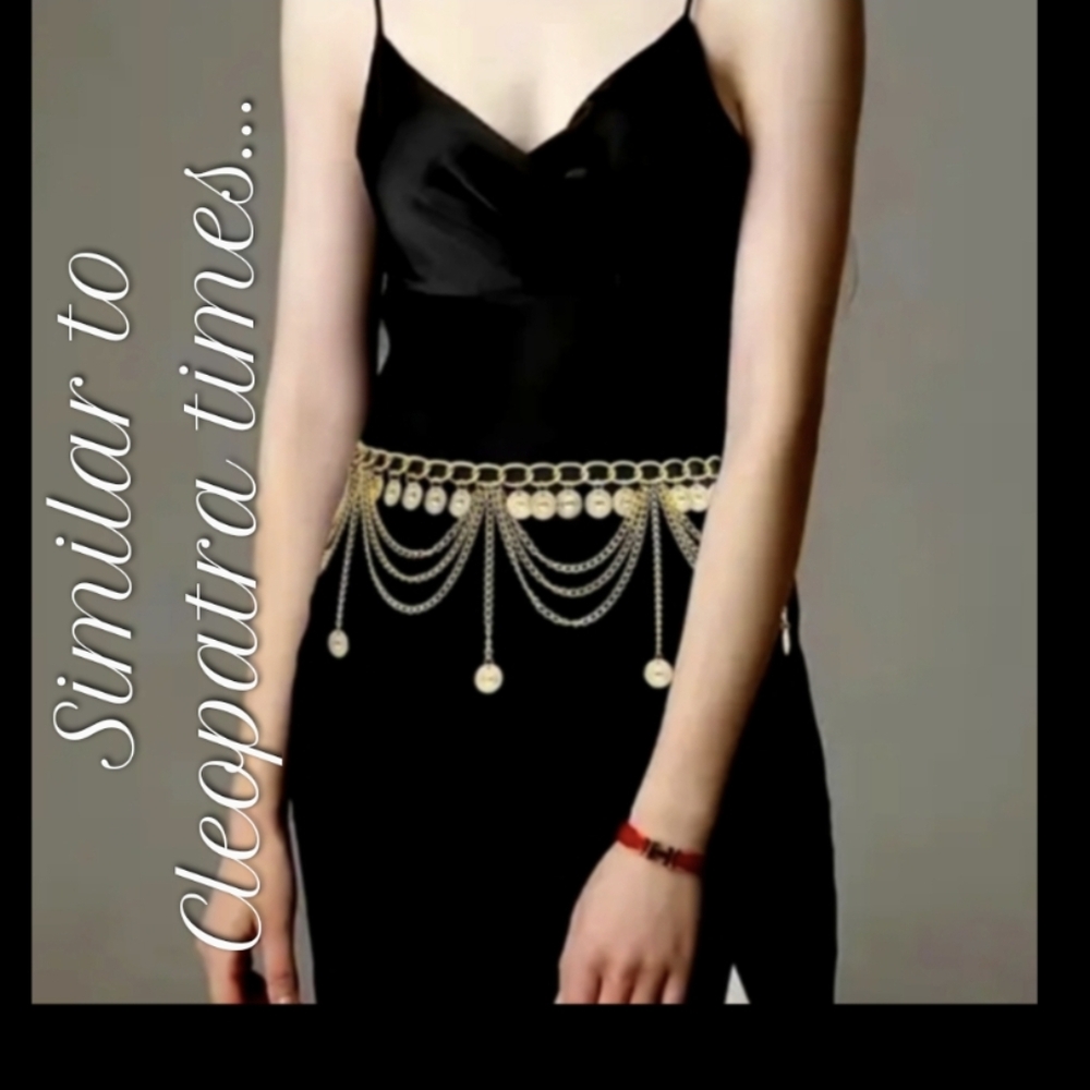 Waist Belt Chain Tassel Harness Chains Women Body Carved Coin Long Gold